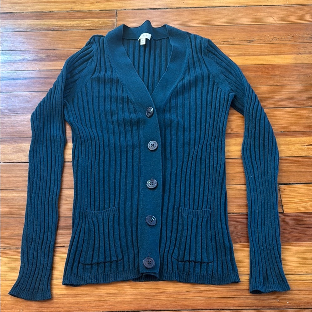 Talbots Ribbed Cardigan Sweater - Teal